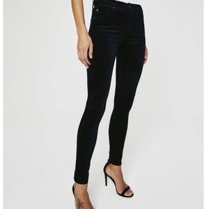 AG The Stilt Black Velvet Skinny Jeans